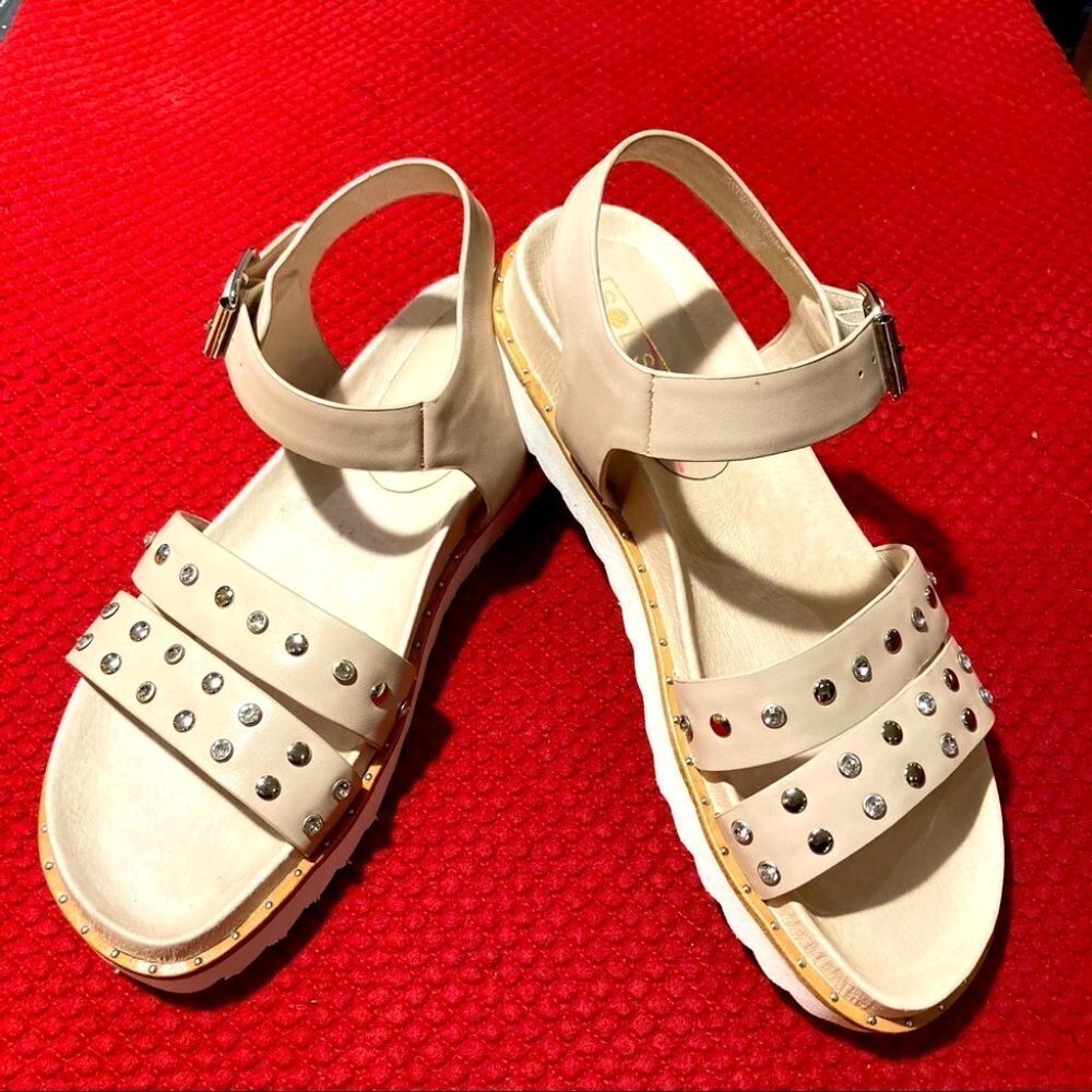 SOL SANA Sz 41 (US 10) Designed in  Australia Studs Jewels Buckle Sandals